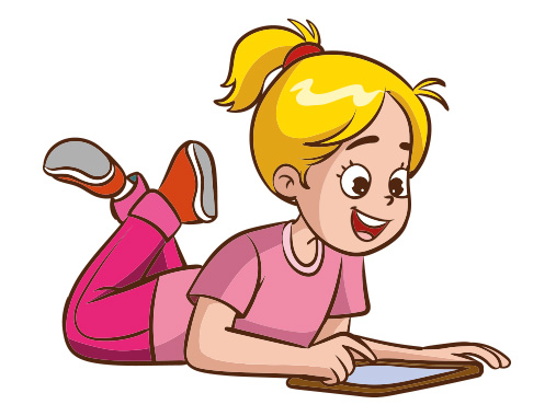 A child using an educational tablet app